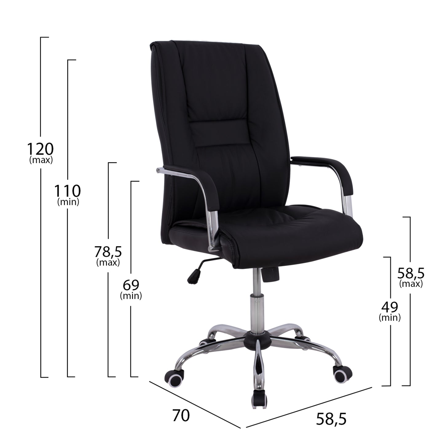 ΚΑΡΕΚΛΑ ΓΡΑΦΕΙΟΥ ANGEE HM1106.01 PU ΣΕ ΧΡΩΜΑ ΜΑΥΡΟ 58,5x70x120Υεκ