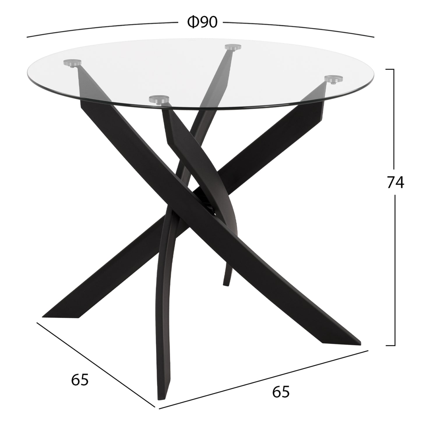 ΣΕΤ ΤΡΑΠΕΖΑΡΙΑΣ 3ΤΜΧ JAFARU HM21382.02 ΣΤΡΟΓΓΥΛΟ ΤΡΑΠΕΖΙ & 2 ΚΑΡΕΚΛΕΣ ΣΕ ΜΑΥΡΟ
