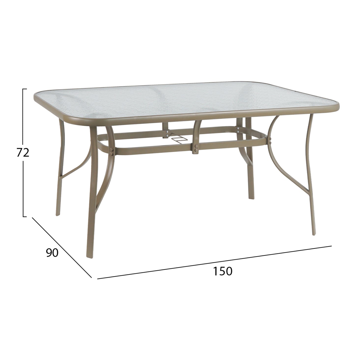 ΤΡΑΠΕΖΙ BRUNO 150X90Χ72Υεκ. ΜΕΤΑΛΛΙΚΟ ΣΑΜΠΑΝΙ ΜΕ ΓΥΑΛΙΝΗ ΕΠΙΦΑΝΕΙΑ HM5145.04