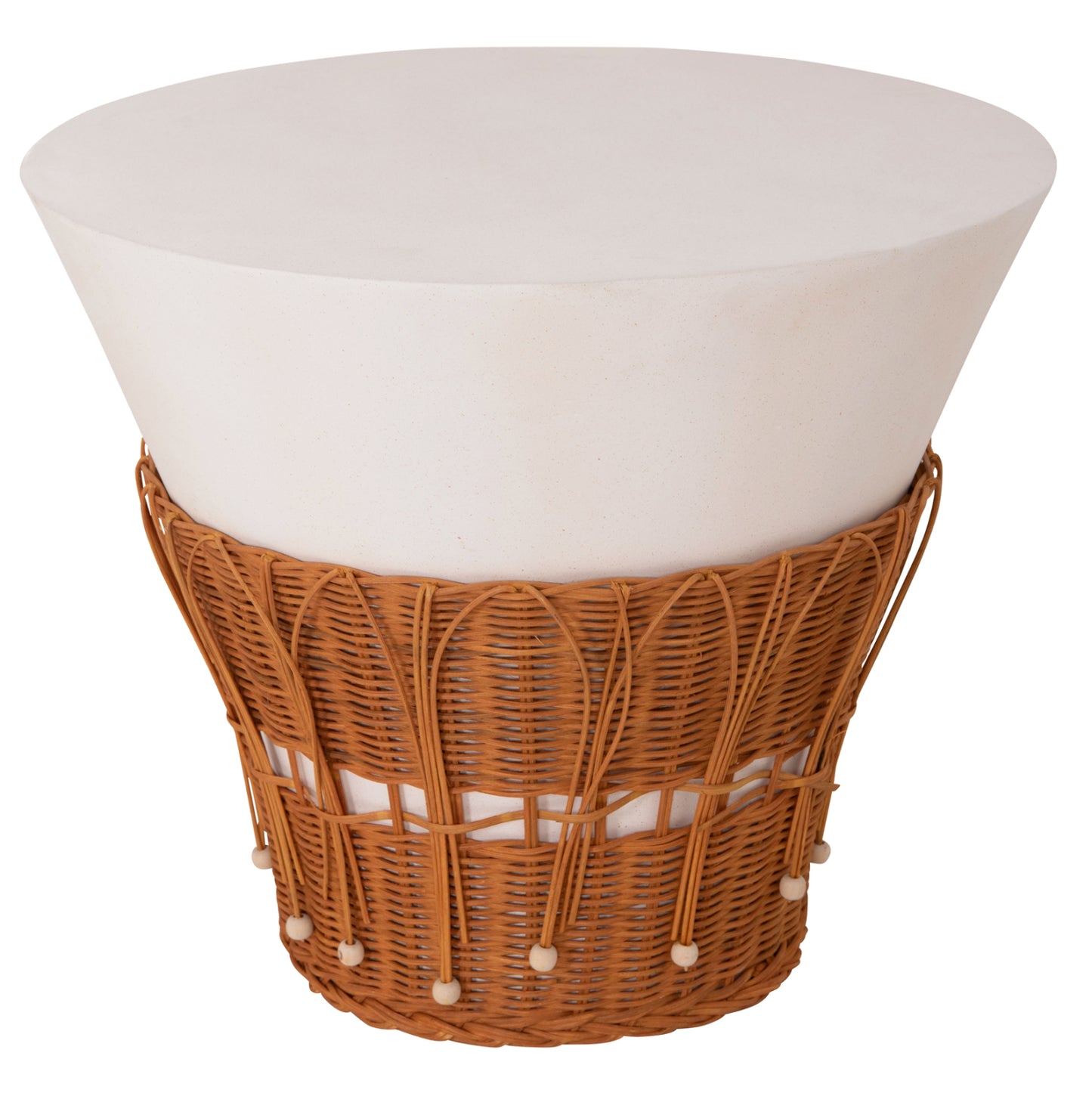 ΤΡΑΠΕΖΙ ΣΑΛΟΝΙΟΥ PERRAL HM18164.02L FIBER CEMENT ΛΕΥΚΟ-ΦΥΣΙΚΟ RATTAN--Φ55x45Υεκ