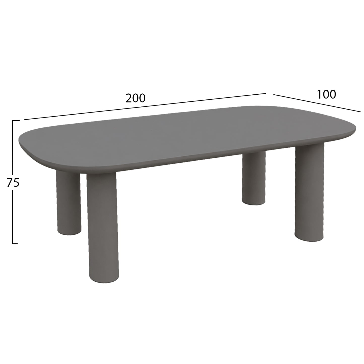 ΤΡΑΠΕΖΙ ΤΡΑΠΕΖΑΡΙΑΣ FIBER CEMENT KIORA HM6597.01 ΓΚΡΙ 200x100x76Υεκ