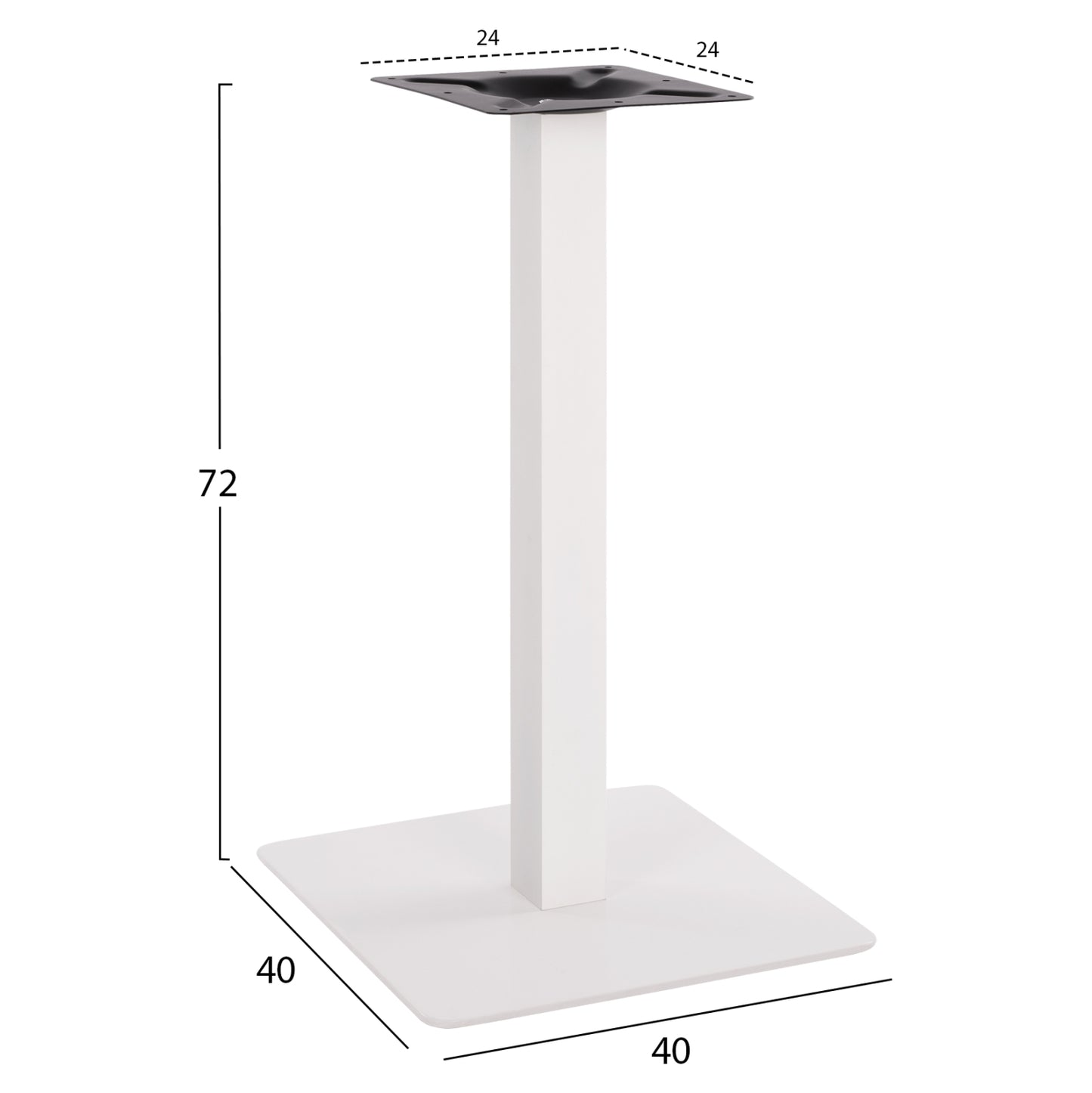 ΒΑΣΗ ΜΕΤΑΛΛΙΚΗ ΛΕΥΚΗ ΜΑΤ 40X40X72Υεκ. HM414.12