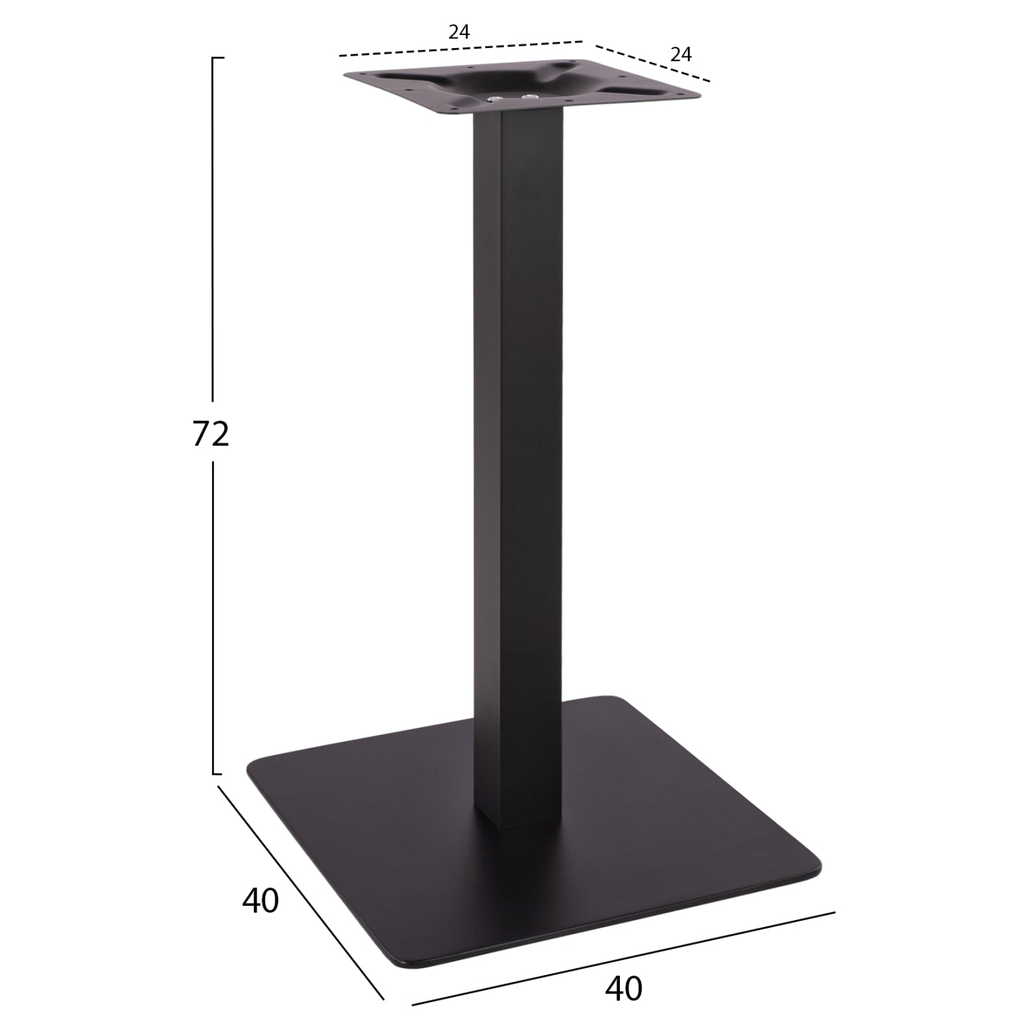 ΒΑΣΗ ΜΕΤΑΛΛΙΚΗ ΜΑΥΡΗ ΜΑΤ 40X40X72Υεκ. HM414.11
