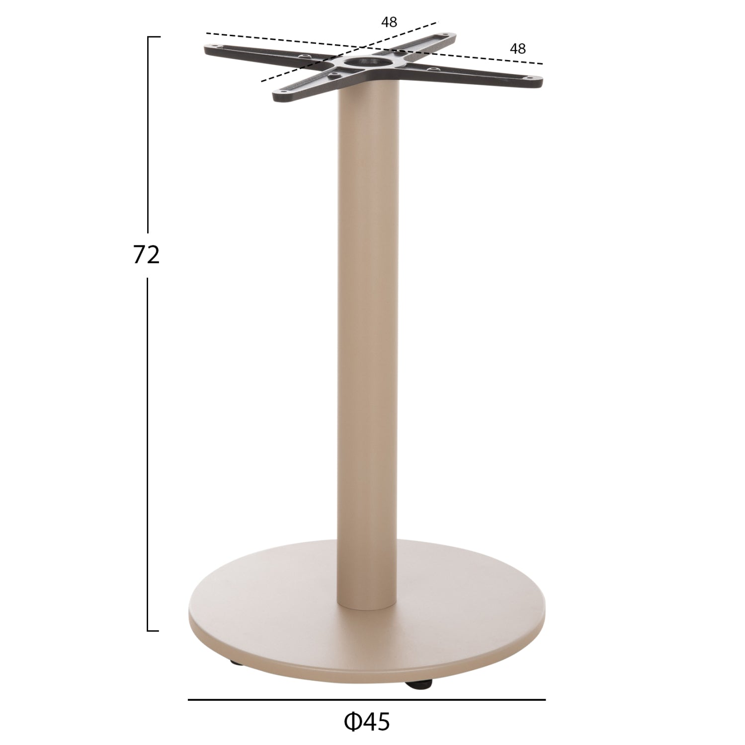 ΒΑΣΗ ΤΡΑΠΕΖΙΟΥ ΑΛΟΥΜΙΝΙΟΥ ΣΤΡΟΓΓΥΛΗ ΚΑΠΟΥΤΣΙΝΟ HM476.25 ΣΤΑΥΡΟΣ 48Χ48εκ Φ45Χ72Υεκ.