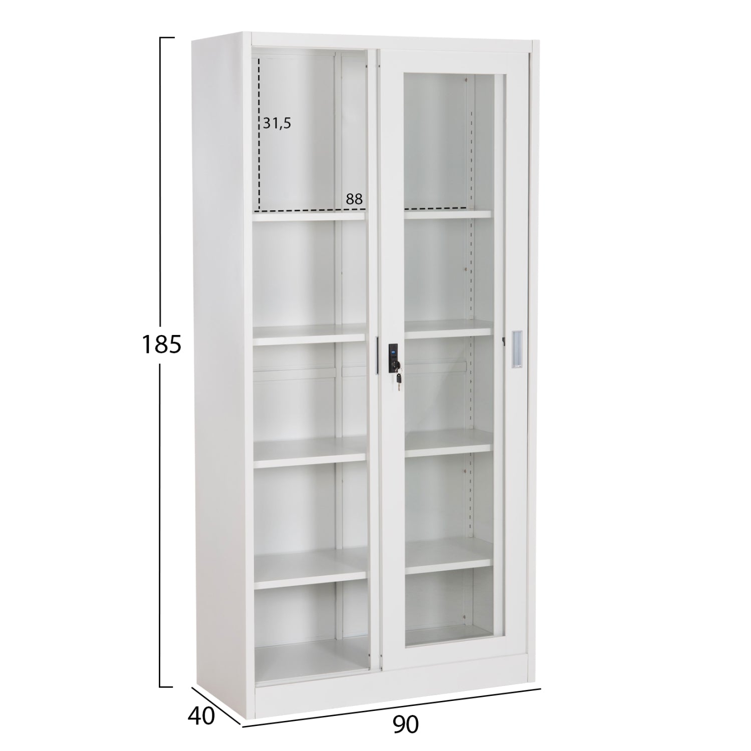 ΒΙΒΛΙΟΘΗΚΗ ΜΕ ΣΥΡΟΜΕΝΕΣ ΠΟΡΤΕΣ SIDER HM6632.02 ΜΕΤΑΛΛΙΚΗ ΛΕΥΚΗ 90x40x185Υεκ