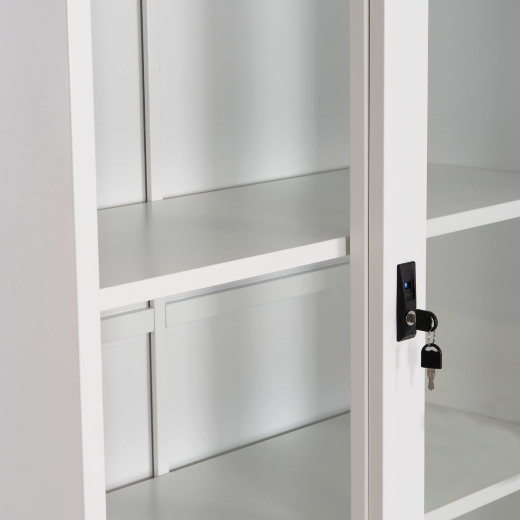 ΒΙΒΛΙΟΘΗΚΗ ΜΕ ΣΥΡΟΜΕΝΕΣ ΠΟΡΤΕΣ SIDER HM6632.02 ΜΕΤΑΛΛΙΚΗ ΛΕΥΚΗ 90x40x185Υεκ