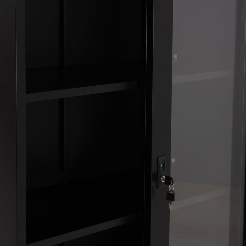 ΒΙΒΛΙΟΘΗΚΗ ΜΕ ΣΥΡΟΜΕΝΕΣ ΠΟΡΤΕΣ SIDER HM6632.01 ΜΕΤΑΛΛΙΚΗ ΜΑΥΡΗ 90x40x185Υεκ
