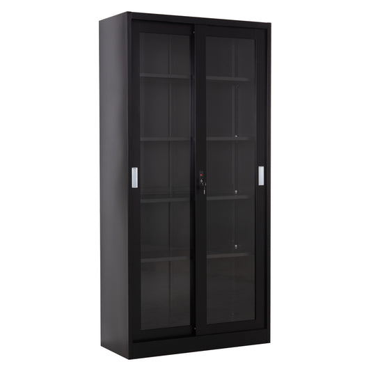 ΒΙΒΛΙΟΘΗΚΗ ΜΕ ΣΥΡΟΜΕΝΕΣ ΠΟΡΤΕΣ SIDER HM6632.01 ΜΕΤΑΛΛΙΚΗ ΜΑΥΡΗ 90x40x185Υεκ