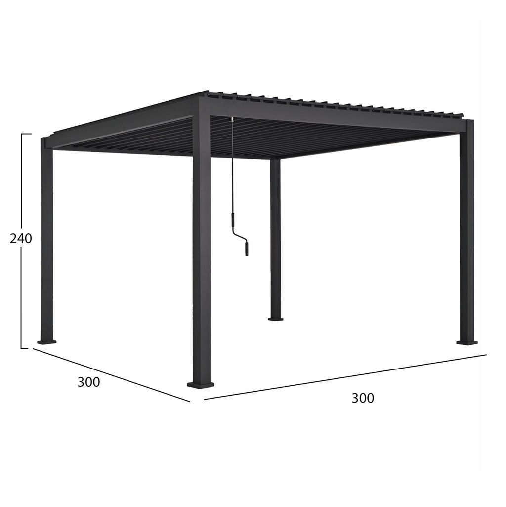 ΒΙΟΚΛΙΜΑΤΙΚΗ ΠΕΡΓΚΟΛΑ ΑΛΟΥΜΙΝΙΟΥ DOMECIL HM6611.01 ΜΕ ΜΕΤΑΛ. ΠΕΡΣΙΔΕΣ--300x300x240Υεκ--ΜΑΥΡΗ
