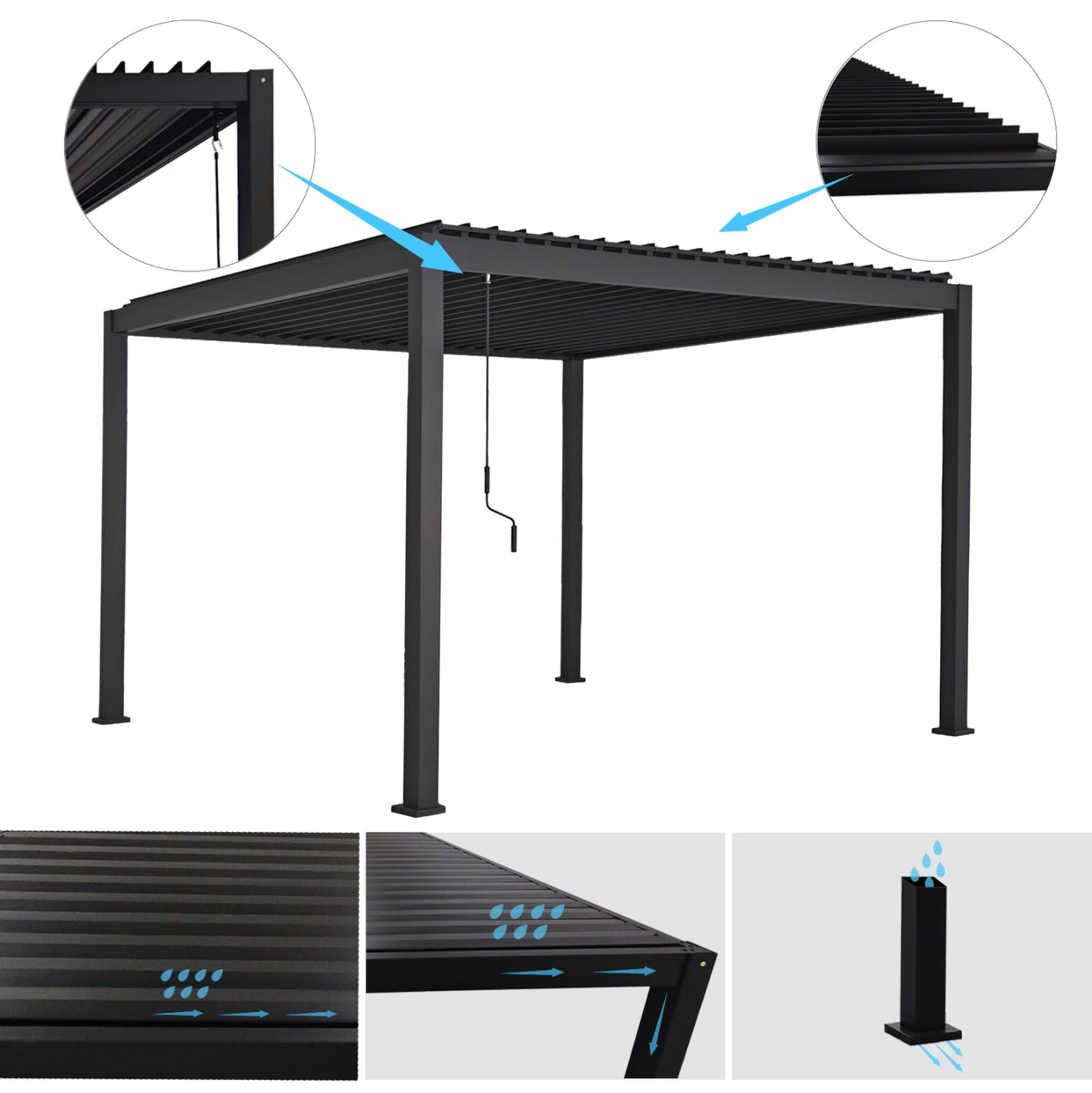ΒΙΟΚΛΙΜΑΤΙΚΗ ΠΕΡΓΚΟΛΑ ΑΛΟΥΜΙΝΙΟΥ DOMECIL HM6611.01 ΜΕ ΜΕΤΑΛ. ΠΕΡΣΙΔΕΣ--300x300x240Υεκ--ΜΑΥΡΗ