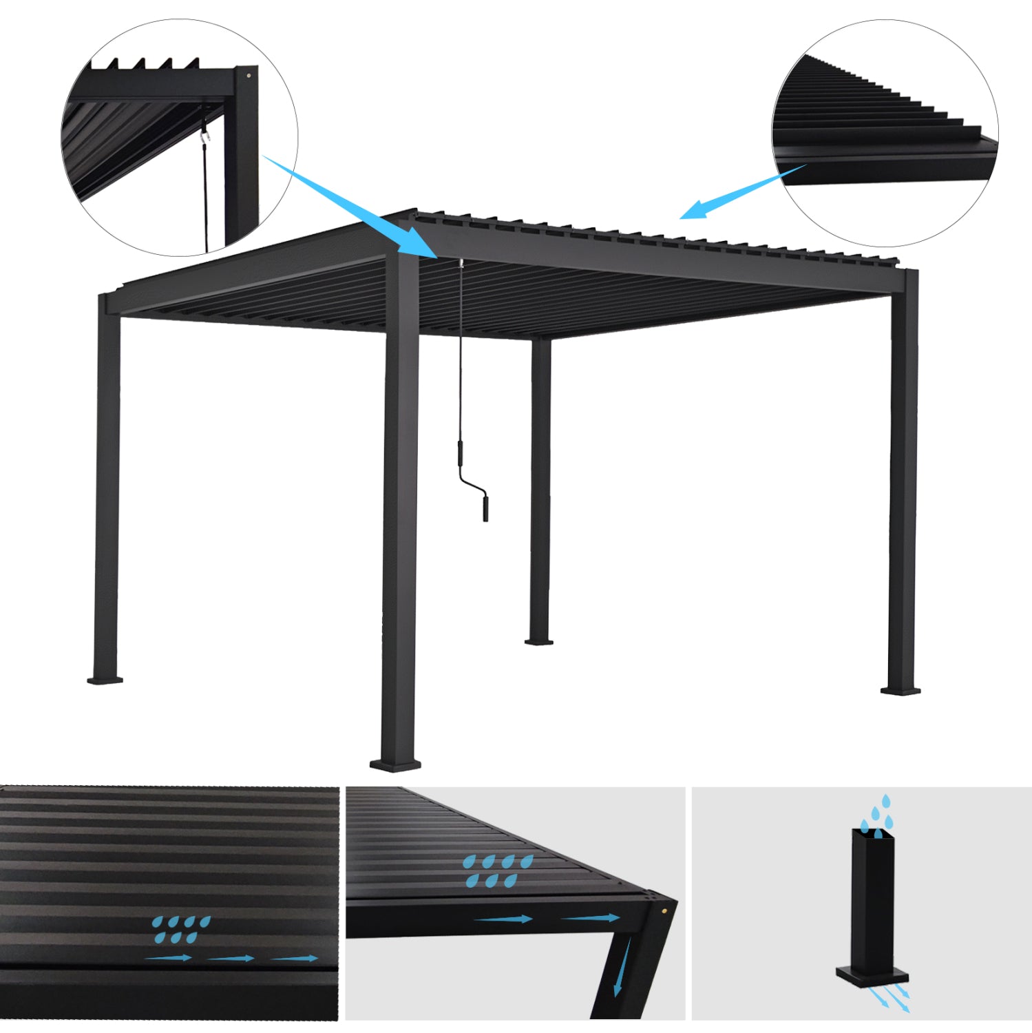 ΒΙΟΚΛΙΜΑΤΙΚΗ ΠΕΡΓΚΟΛΑ ΑΛΟΥΜΙΝΙΟΥ DOMECIL HM6611.01 ΜΕ ΜΕΤΑΛ. ΠΕΡΣΙΔΕΣ--300x300x240Υεκ--ΜΑΥΡΗ