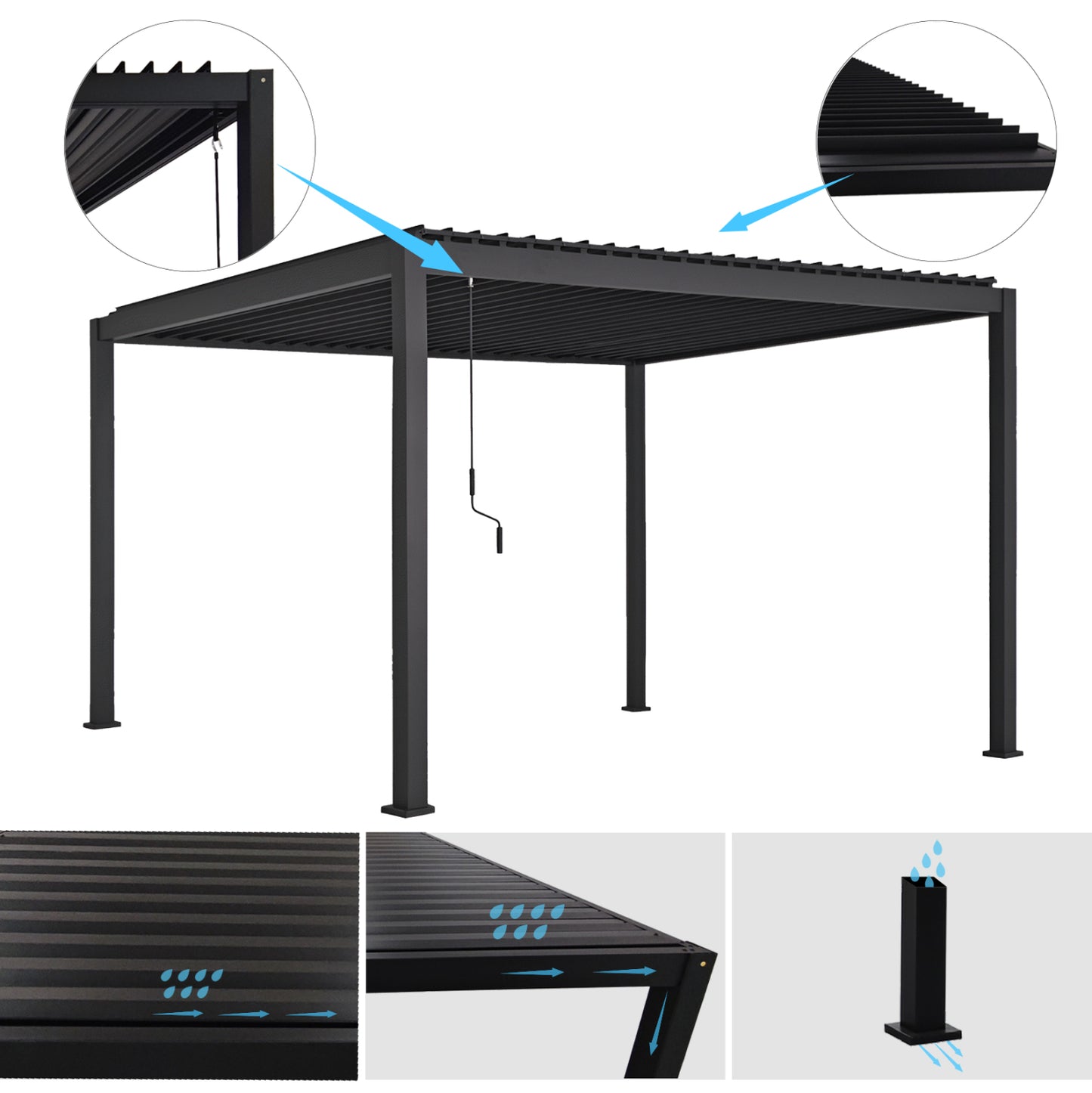 ΒΙΟΚΛΙΜΑΤΙΚΗ ΠΕΡΓΚΟΛΑ ΑΛΟΥΜΙΝΙΟΥ DOMECIL HM6612.01 ΜΕ ΜΕΤΑΛ. ΠΕΡΣΙΔΕΣ--300x400x240Υ-ΜΑΥΡΗ