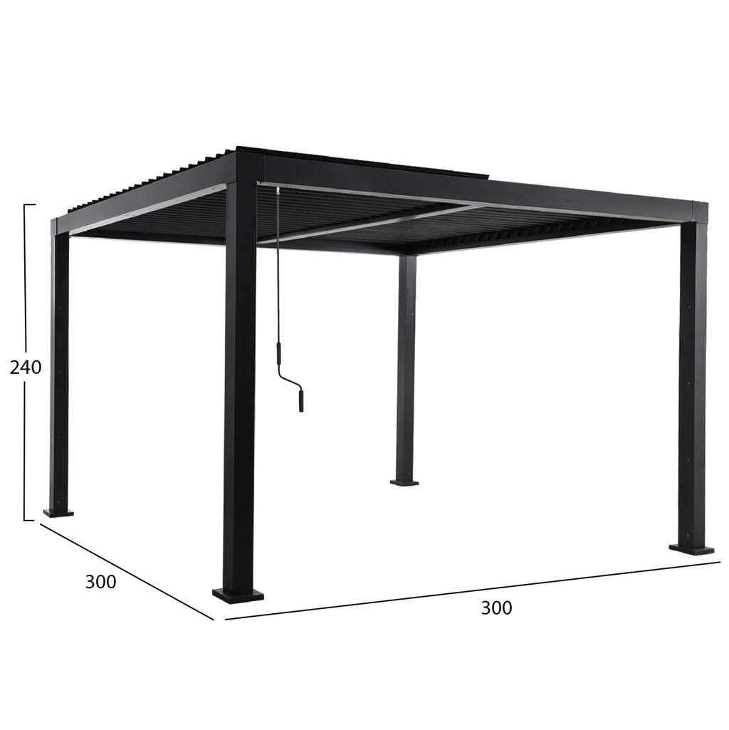 ΒΙΟΚΛΙΜΑΤΙΚΗ ΠΕΡΓΚΟΛΑ ΑΛΟΥΜΙΝΙΟΥ PREMIUM FRANIO HM6609.01 ΜΑΥΡΟ 300x300x240Υ