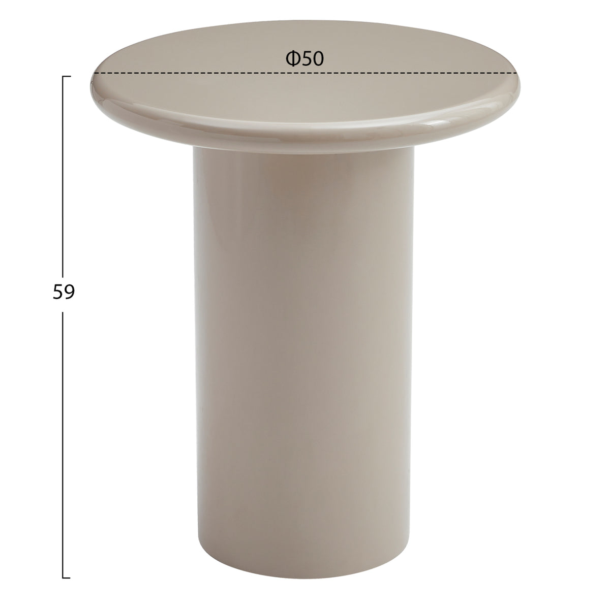 ΒΟΗΘΗΤΙΚΟ ΤΡΑΠΕΖΑΚΙ SOLNA HM18455.05 MDF ΣΕ GLOSSY TAUPE Φ50x59Υεκ