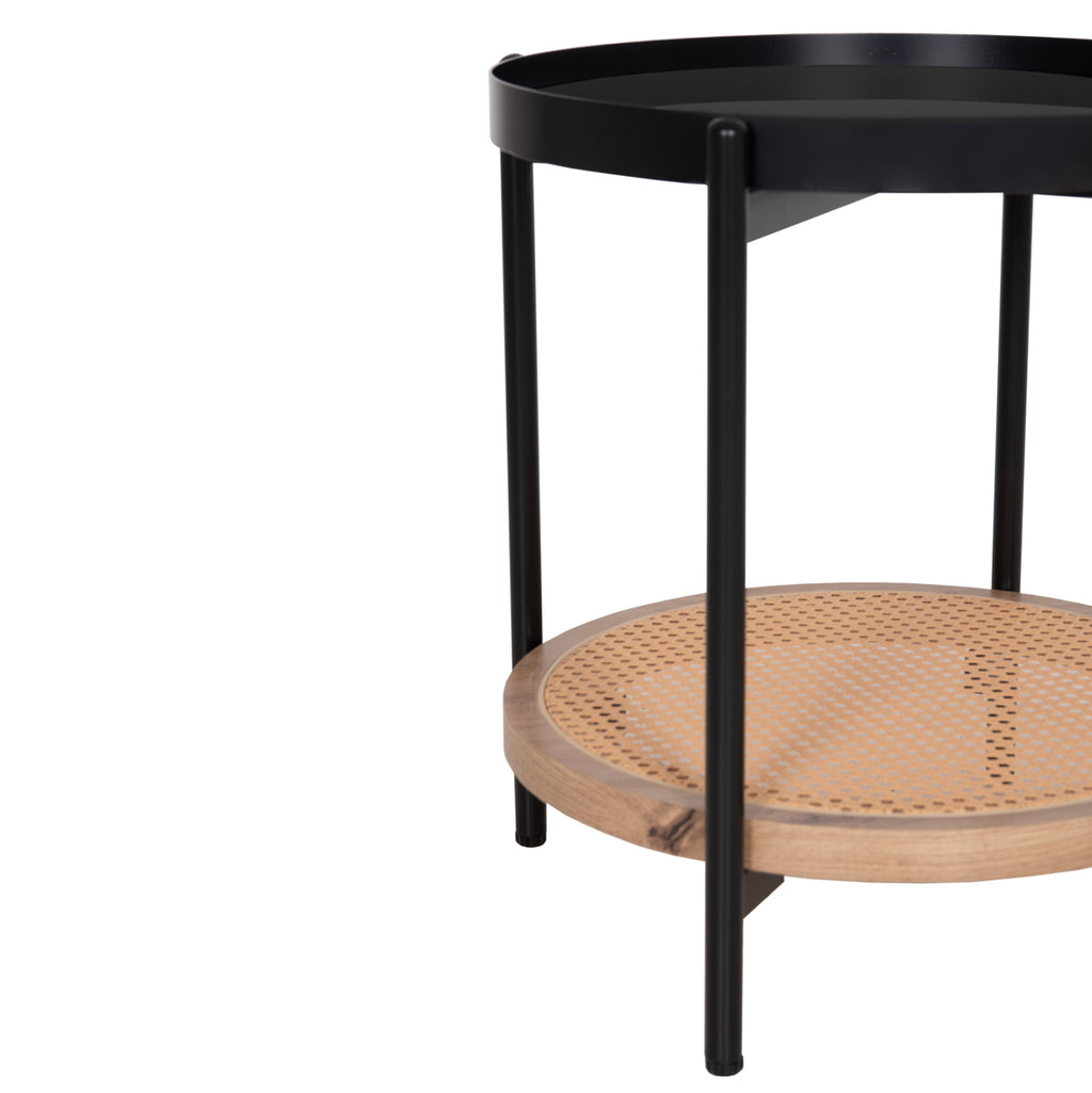 ΒΟΗΘΗΤΙΚΟ ΤΡΑΠΕΖΙ SEITZ HM18031 ΓΥΑΛΙ TOP-ΜΕΤΑΛΛΟ-RATTAN ΣΕ ΦΥΣΙΚΟ Φ50x56Υεκ.