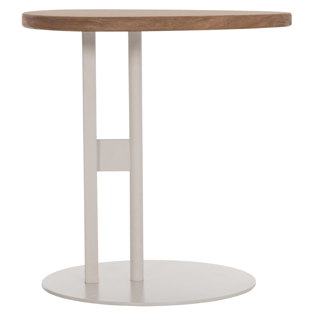 ΒΟΗΘΗΤΙΚΟ ΤΡΑΠΕΖΙ ΟΒΑΛ ALPER HM18328 MDF SONAMA--ΜΕΤΑΛΛΟ ΛΕΥΚΟ 50x50x51Υεκ.