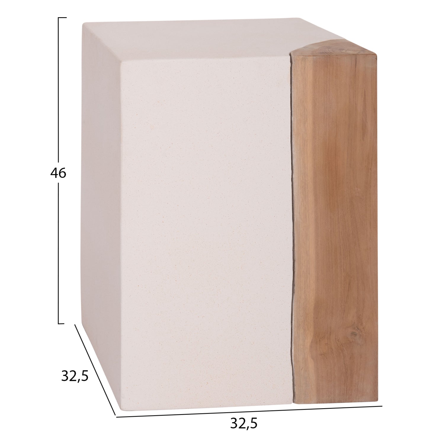 ΒΟΗΘΗΤΙΚΟ ΤΡΑΠΕΖΙ LEIA-ΣΚΑΜΠΟ HM18163.02 FIBER CEMENT ΛΕΥΚΟ-ΞΥΛΟ TEAK 32.5x32.5x46Υεκ.