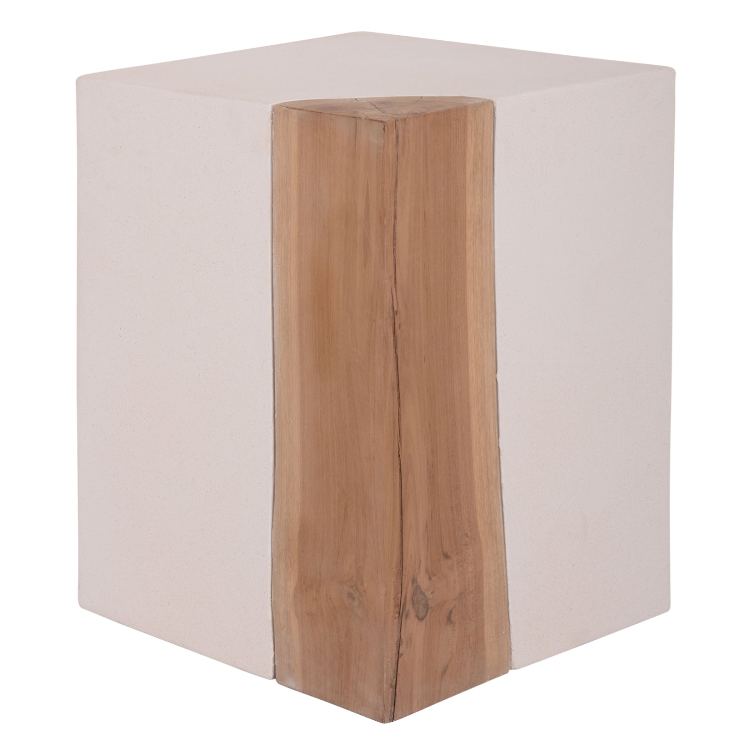 ΒΟΗΘΗΤΙΚΟ ΤΡΑΠΕΖΙ LEIA-ΣΚΑΜΠΟ HM18163.02 FIBER CEMENT ΛΕΥΚΟ-ΞΥΛΟ TEAK 32.5x32.5x46Υεκ.