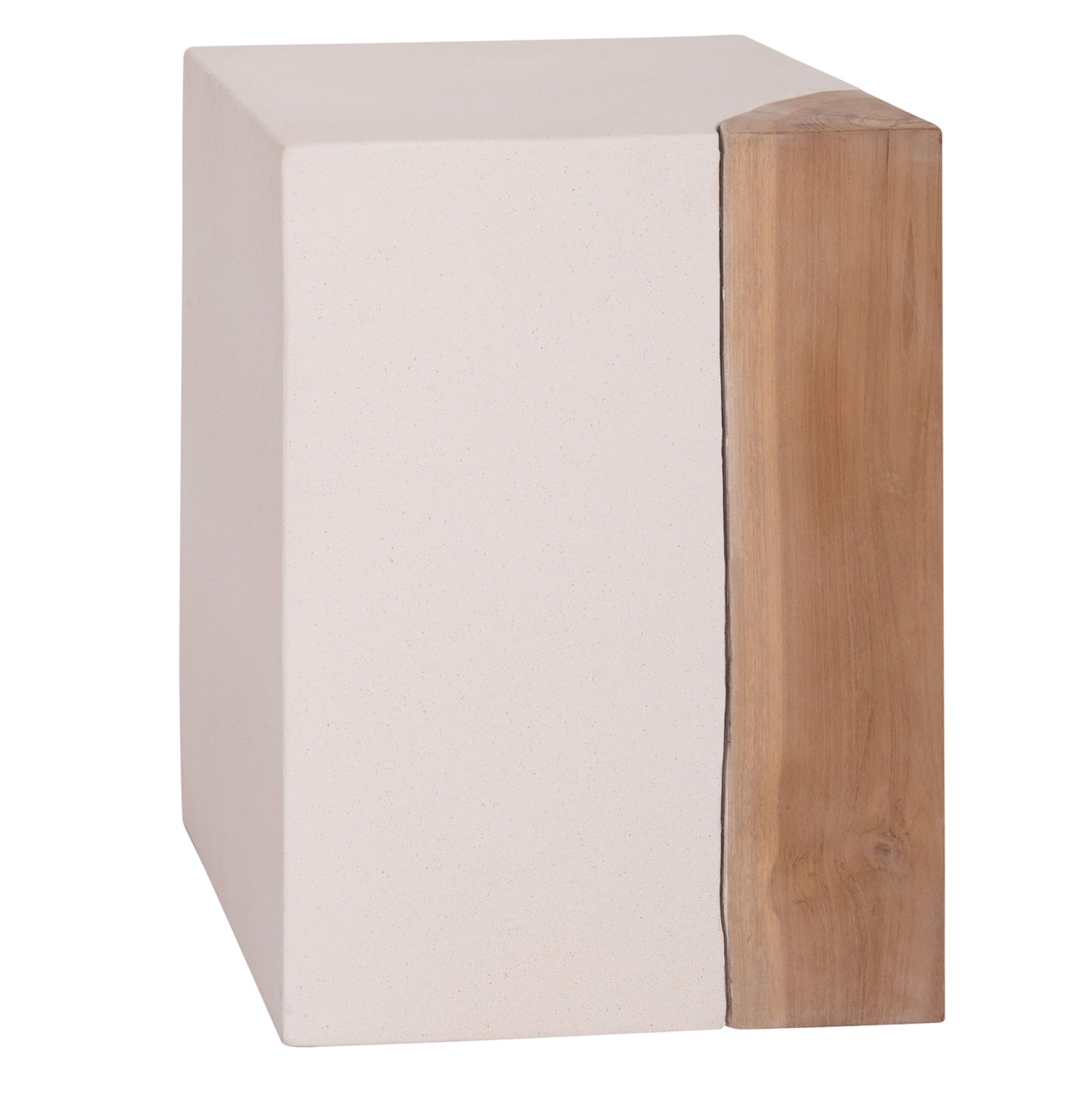 ΒΟΗΘΗΤΙΚΟ ΤΡΑΠΕΖΙ LEIA-ΣΚΑΜΠΟ HM18163.02 FIBER CEMENT ΛΕΥΚΟ-ΞΥΛΟ TEAK 32.5x32.5x46Υεκ.