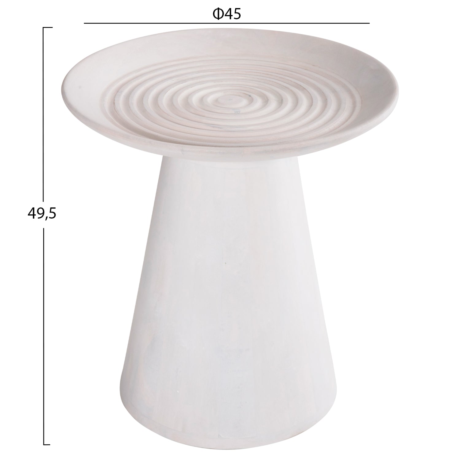 ΒΟΗΘΗΤΙΚΟ ΤΡΑΠΕΖΙ ΣΤΡΟΓΓΥΛΟ ROSS HM9708 ΜΑΣΙΦ ΞΥΛΟ MANGO ΣΕ ΛΕΥΚΟ Φ45x48Υεκ.