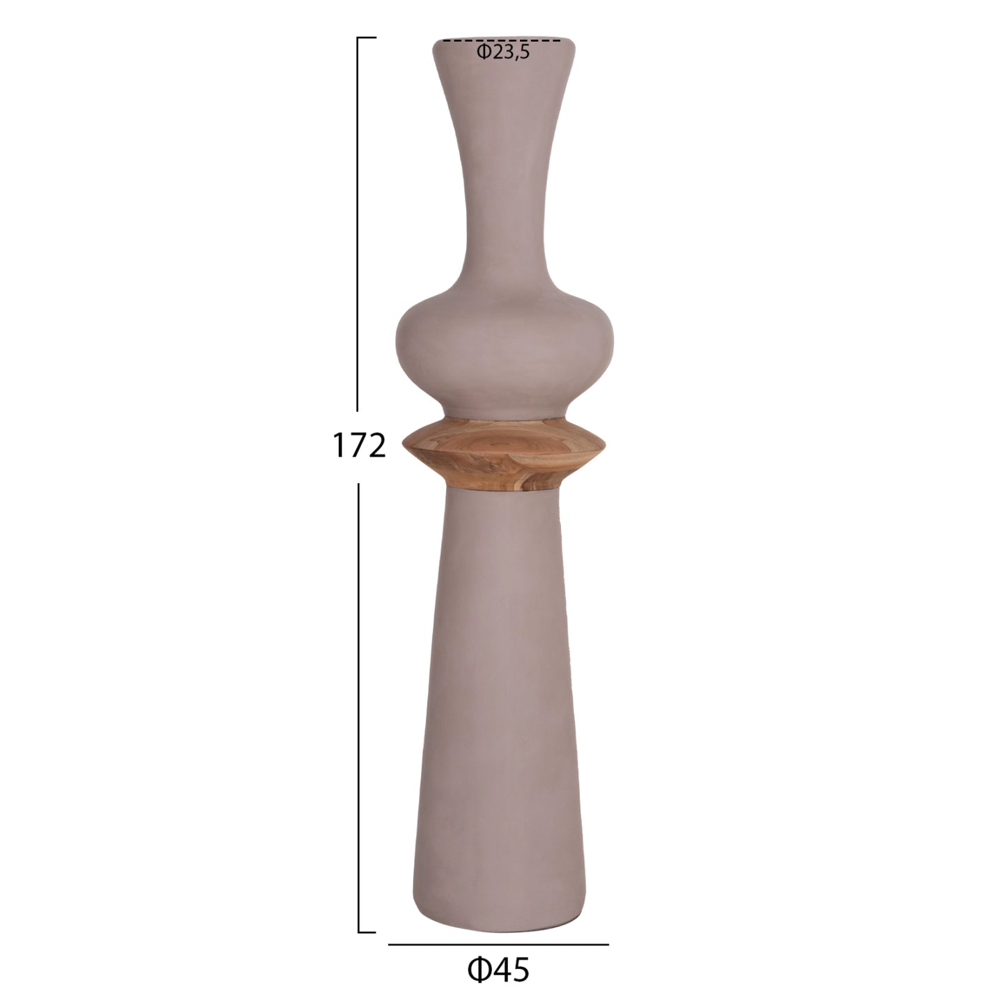 ΔΙΑΚΟΣΜΗΤΙΚΟ ΒΑΖΟ ΔΑΠΕΔΟΥ NEBULA HM4660.05L FIBER CEMENT TAUPE--ΞΥΛΟ ΤΕΑΚ Φ45x172Υεκ