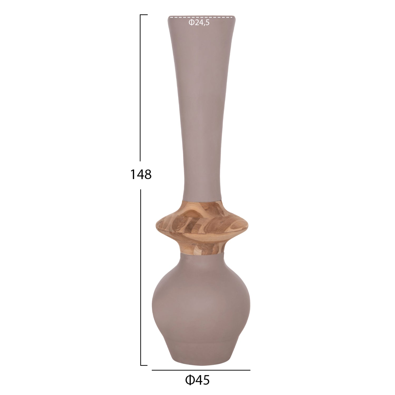 ΔΙΑΚΟΣΜΗΤΙΚΟ ΒΑΖΟ ΔΑΠΕΔΟΥ NEBULA HM4660.05M FIBER CEMENT TAUPE--ΞΥΛΟ ΤΕΑΚ Φ45x148Υεκ