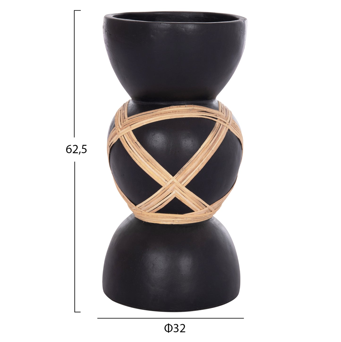 ΔΙΑΚΟΣΜΗΤΙΚΟ ΒΑΖΟ ΔΑΠΕΔΟΥ MAYNARD HM4672.01L TERRACOTTA ΜΑΥΡΟ-RATTAN Φ32x62.5Υεκ