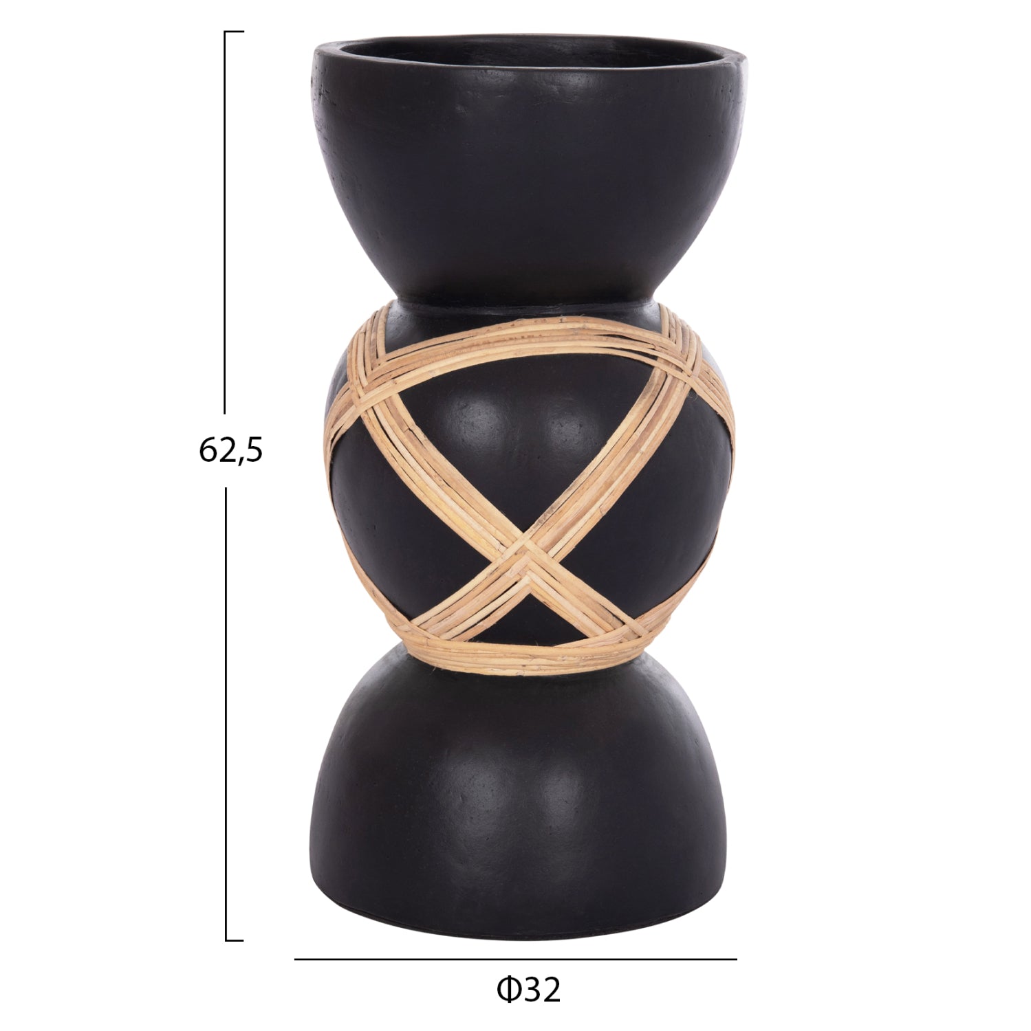 ΔΙΑΚΟΣΜΗΤΙΚΟ ΒΑΖΟ ΔΑΠΕΔΟΥ MAYNARD HM4672.01L TERRACOTTA ΜΑΥΡΟ-RATTAN Φ32x62.5Υεκ