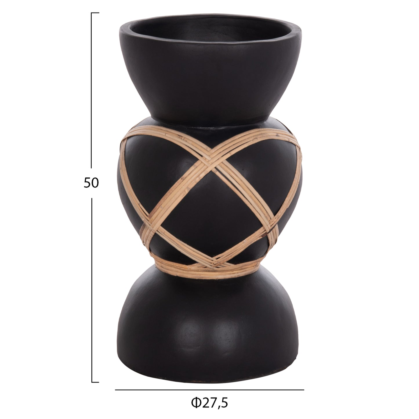 ΔΙΑΚΟΣΜΗΤΙΚΟ ΒΑΖΟ ΔΑΠΕΔΟΥ MAYNARD HM4672.01S TERRACOTTA ΜΑΥΡΟ-RATTAN Φ27.5x50Υ