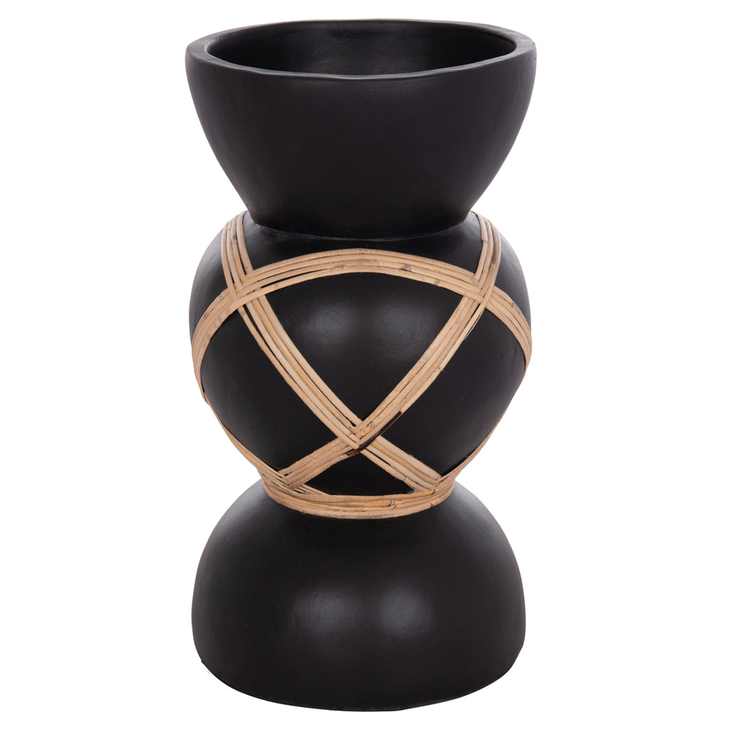 ΔΙΑΚΟΣΜΗΤΙΚΟ ΒΑΖΟ ΔΑΠΕΔΟΥ MAYNARD HM4672.01S TERRACOTTA ΜΑΥΡΟ-RATTAN Φ27.5x50Υ