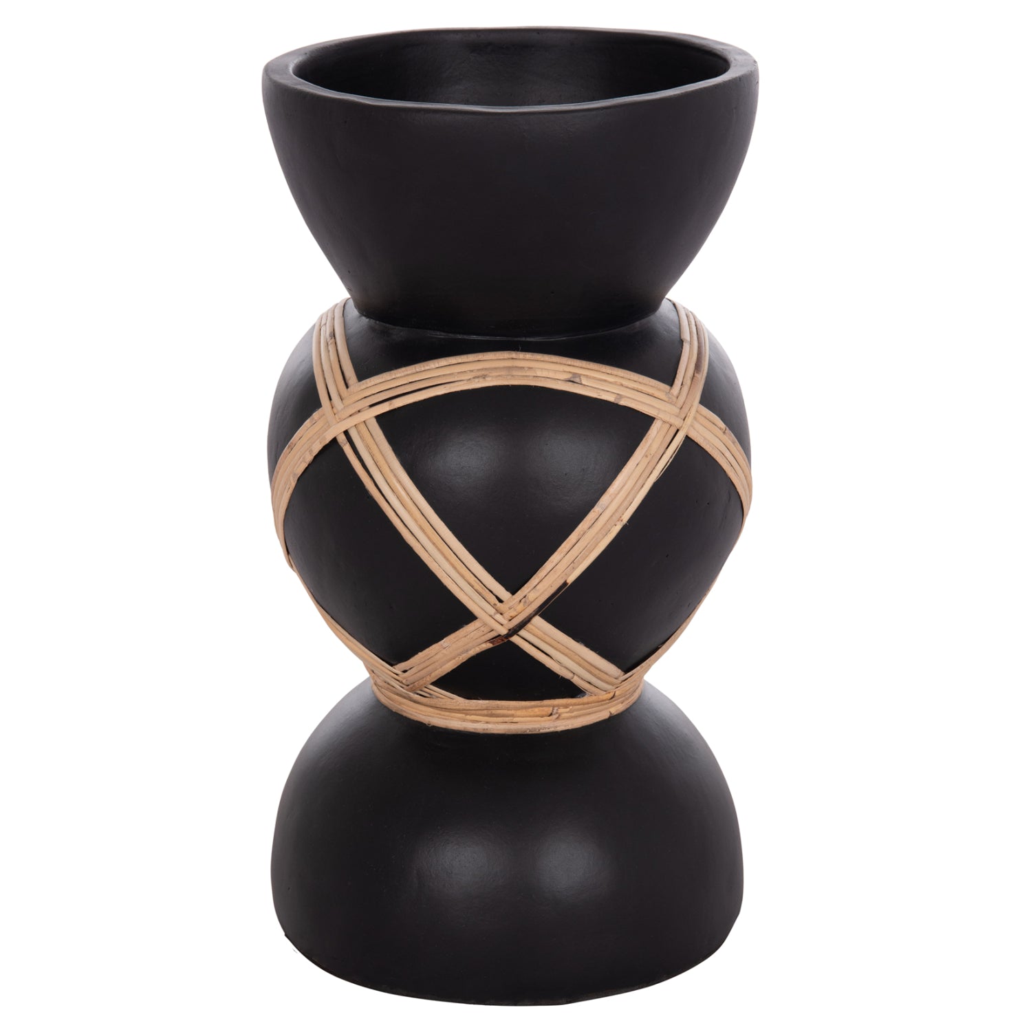 ΔΙΑΚΟΣΜΗΤΙΚΟ ΒΑΖΟ ΔΑΠΕΔΟΥ MAYNARD HM4672.01S TERRACOTTA ΜΑΥΡΟ-RATTAN Φ27.5x50Υ