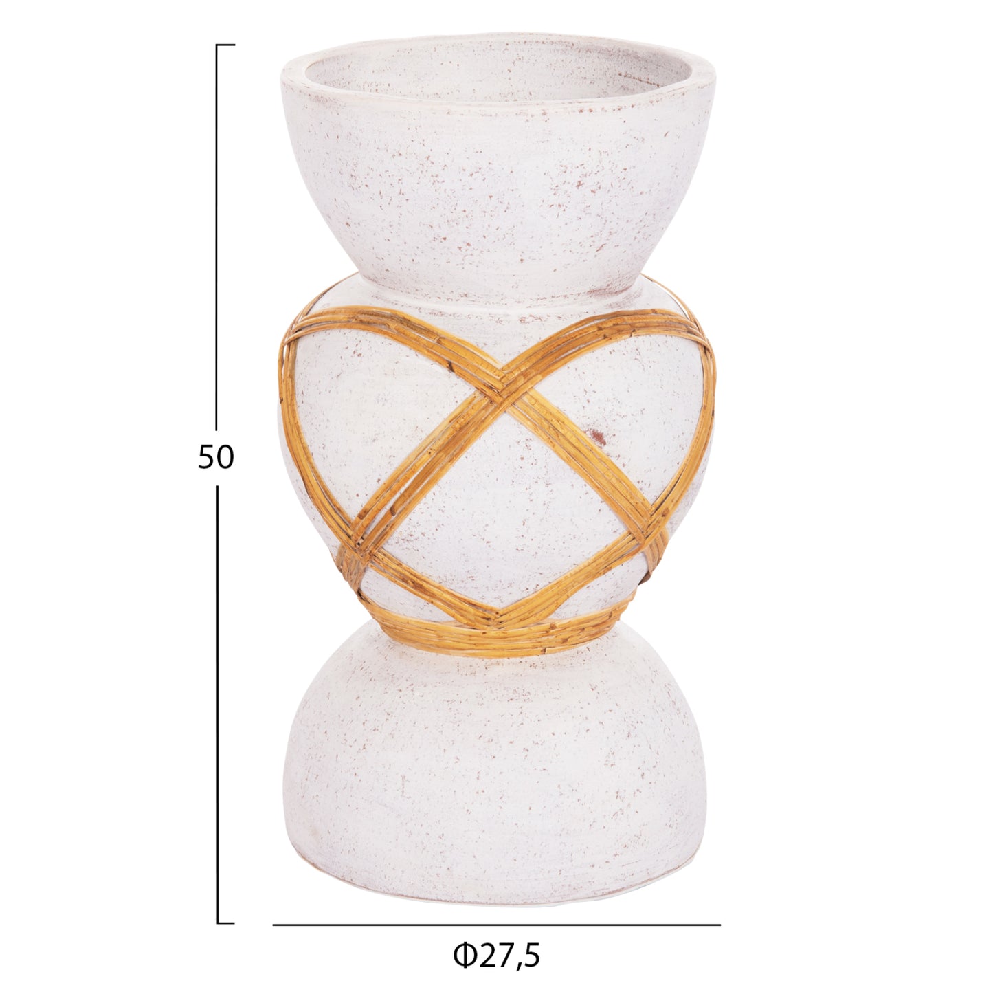 ΔΙΑΚΟΣΜΗΤΙΚΟ ΒΑΖΟ ΔΑΠΕΔΟΥ MAYNARD HM4672.02S TERRACOTTA ΛΕΥΚΟ--RATTAN Φ27.5x50Υεκ
