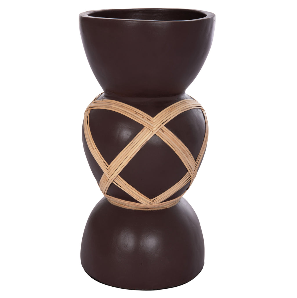 ΔΙΑΚΟΣΜΗΤΙΚΟ ΒΑΖΟ ΔΑΠΕΔΟΥ MAYNARD HM4672.07L TERRACOTTA ΣΟΚΟΛΑΤΙ-RATTAN Φ32x62.5Υεκ