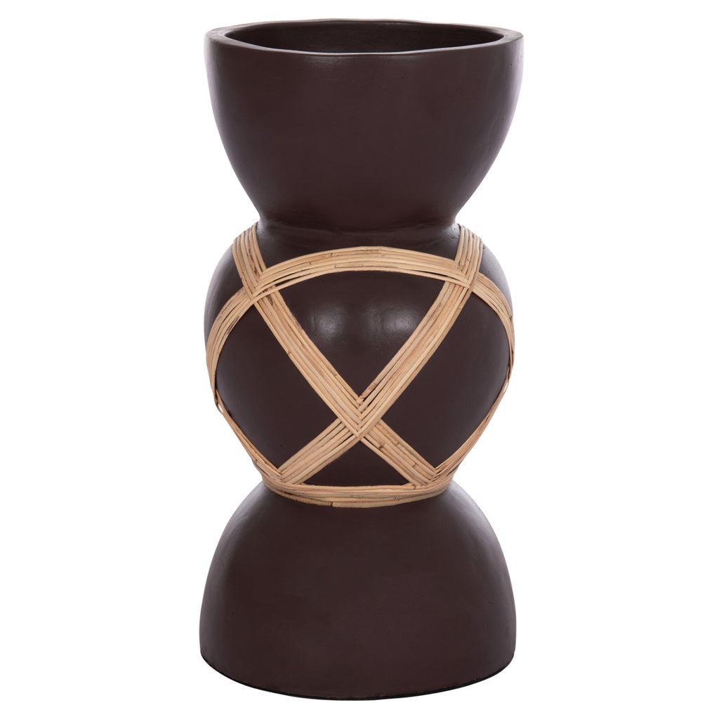 ΔΙΑΚΟΣΜΗΤΙΚΟ ΒΑΖΟ ΔΑΠΕΔΟΥ MAYNARD HM4672.07L TERRACOTTA ΣΟΚΟΛΑΤΙ-RATTAN Φ32x62.5Υεκ