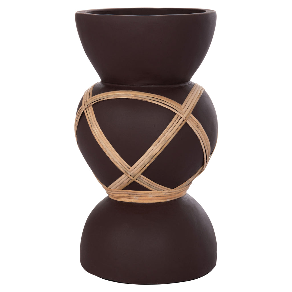 ΔΙΑΚΟΣΜΗΤΙΚΟ ΒΑΖΟ ΔΑΠΕΔΟΥ MAYNARD HM4672.07S TERRACOTTA ΣΟΚΟΛΑΤΙ-RATTAN Φ27.5x50Υεκ