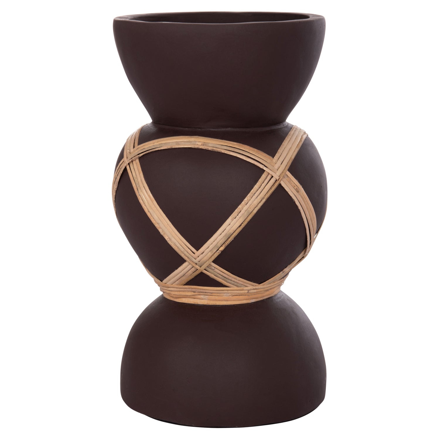 ΔΙΑΚΟΣΜΗΤΙΚΟ ΒΑΖΟ ΔΑΠΕΔΟΥ MAYNARD HM4672.07S TERRACOTTA ΣΟΚΟΛΑΤΙ-RATTAN Φ27.5x50Υεκ