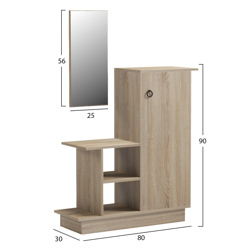 ΕΠΙΠΛΟ ΕΙΣΟΔΟΥ ΜΕ ΚΑΘΡΕΠΤΗ SONG HM18379.01 ΜΕΛΑΜΙΝΗ ΣΕ SONAMA 80x30x90Υεκ