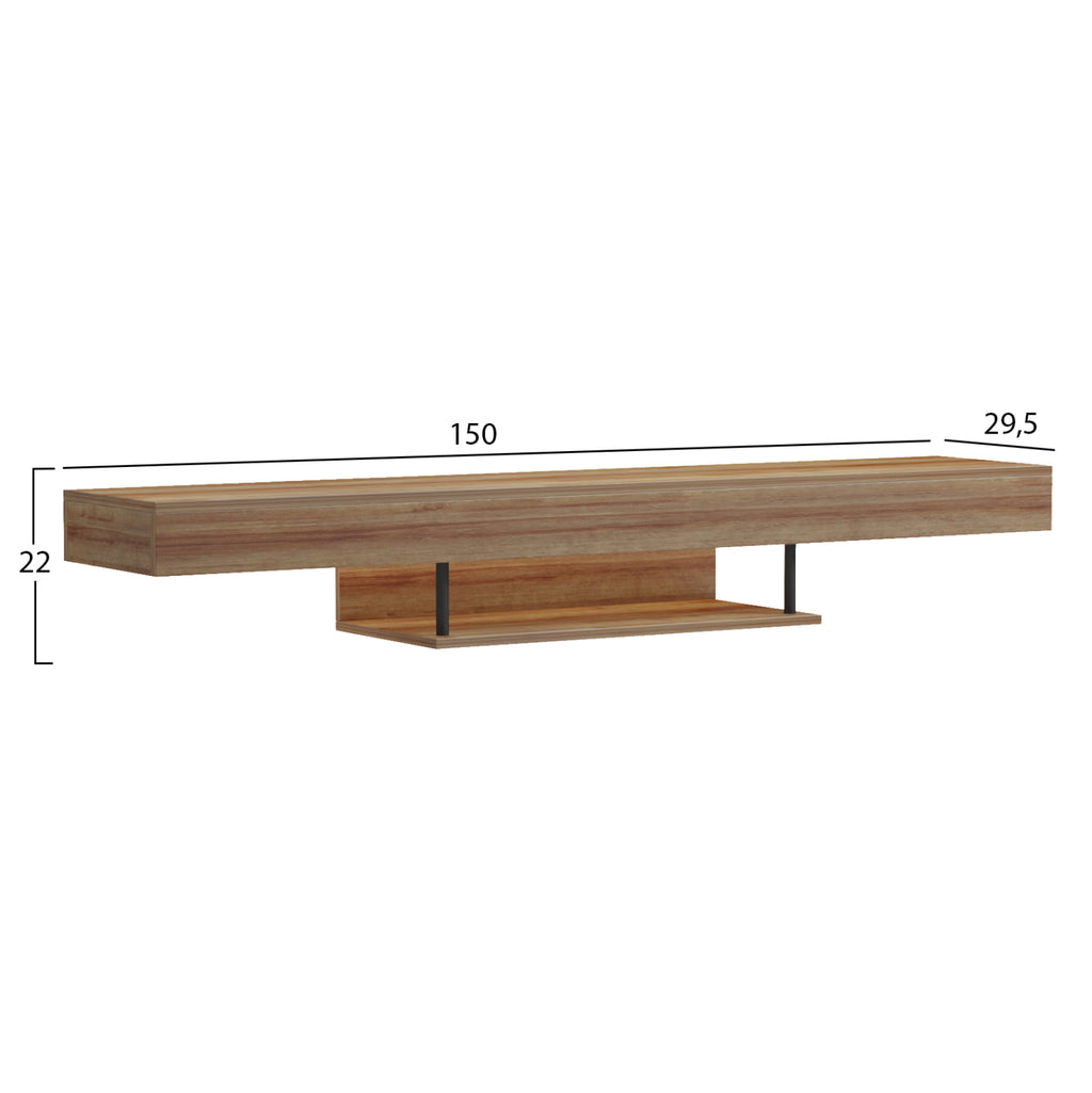 ΕΠΙΠΛΟ ΤΗΛΕΟΡΑΣΗΣ ΤΟΙΧΟΥ ME LED SAVOR HM18381.01 ΜΕΛΑΜΙΝΗ ΣΕ OAK 150x29,5x22Υεκ