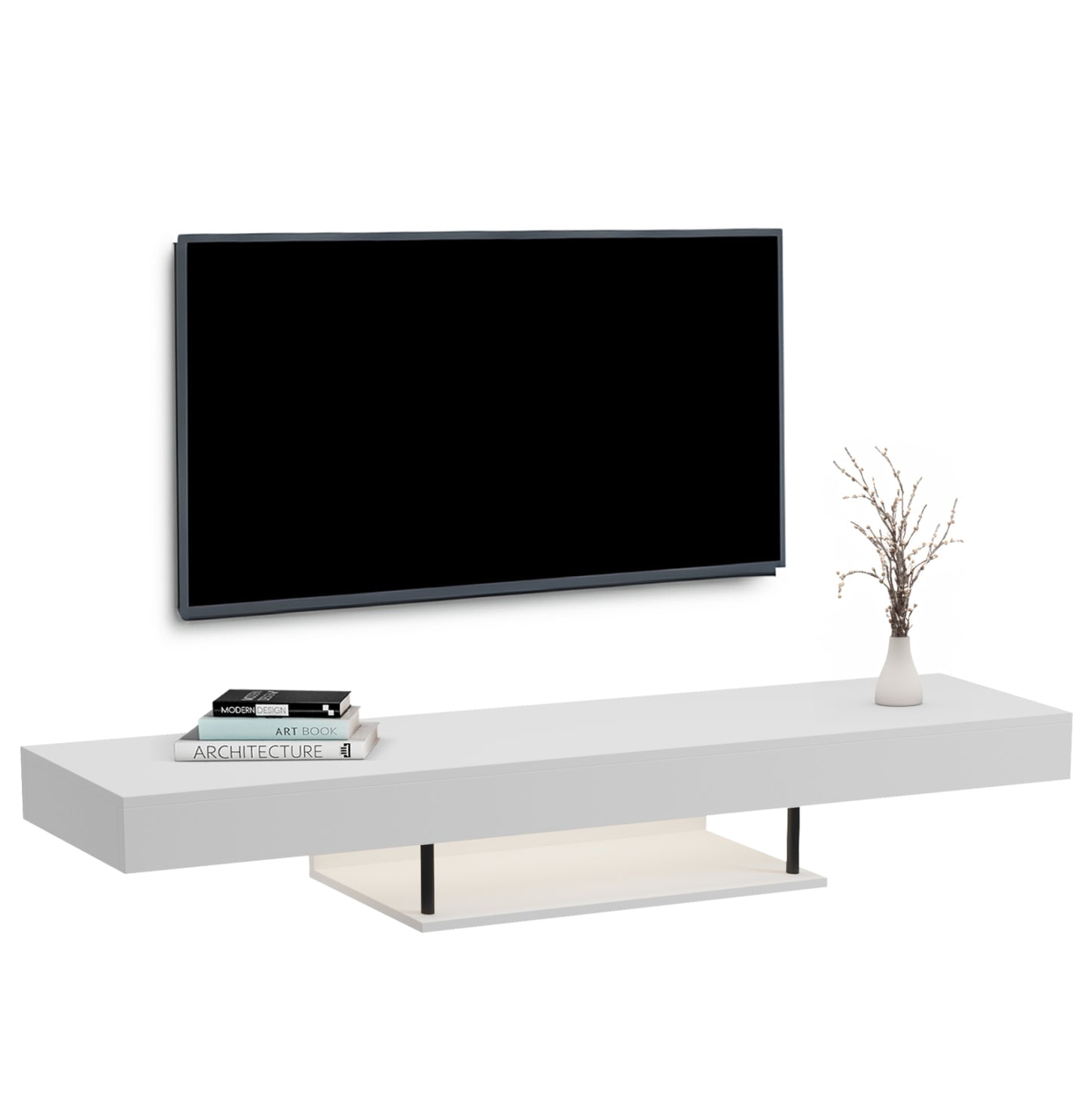 ΕΠΙΠΛΟ ΤΗΛΕΟΡΑΣΗΣ ΤΟΙΧΟΥ ME LED SAVOR HM18381.02 ΜΕΛΑΜΙΝΗ ΛΕΥΚΗ 150x29,5x22Υεκ