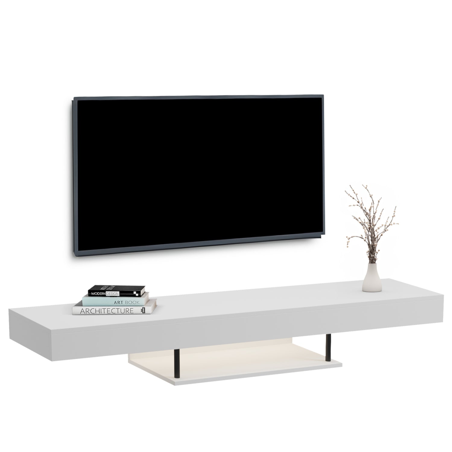 ΕΠΙΠΛΟ ΤΗΛΕΟΡΑΣΗΣ ΤΟΙΧΟΥ ME LED SAVOR HM18381.02 ΜΕΛΑΜΙΝΗ ΛΕΥΚΗ 150x29,5x22Υεκ