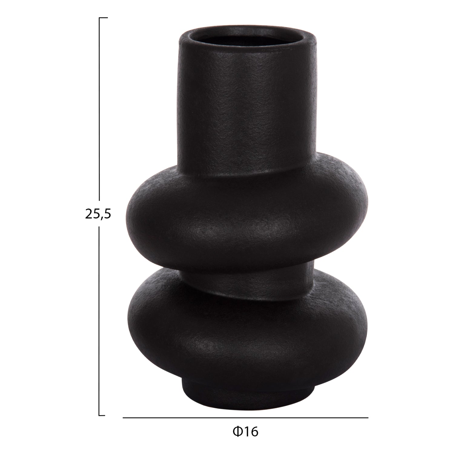 ΕΠΙΤΡΑΠΕΖΙΟ ΚΕΡΑΜΙΚΟ ΔΙΑΚΟΣΜΗΤΙΚΟ ROOK HM4627.02 ΜΑΥΡΟ ΜΑΤ Φ16x25,5Υεκ
