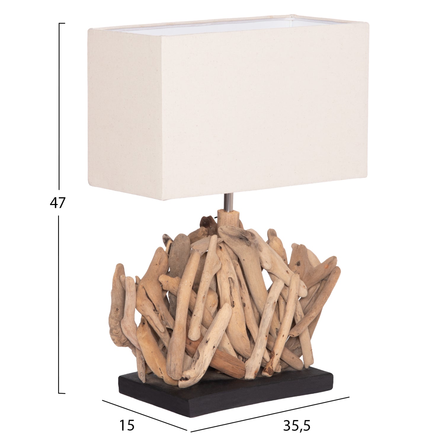 ΕΠΙΤΡΑΠΕΖΙΟ ΟΡΘΟΓΩΝΙΟ ΦΩΤΙΣΤΙΚΟ TWIGGY HM4424 DRIFTWOOD & ΛΕΥΚΟ ΚΑΠΕΛΟ 35.5x15x47Υεκ.