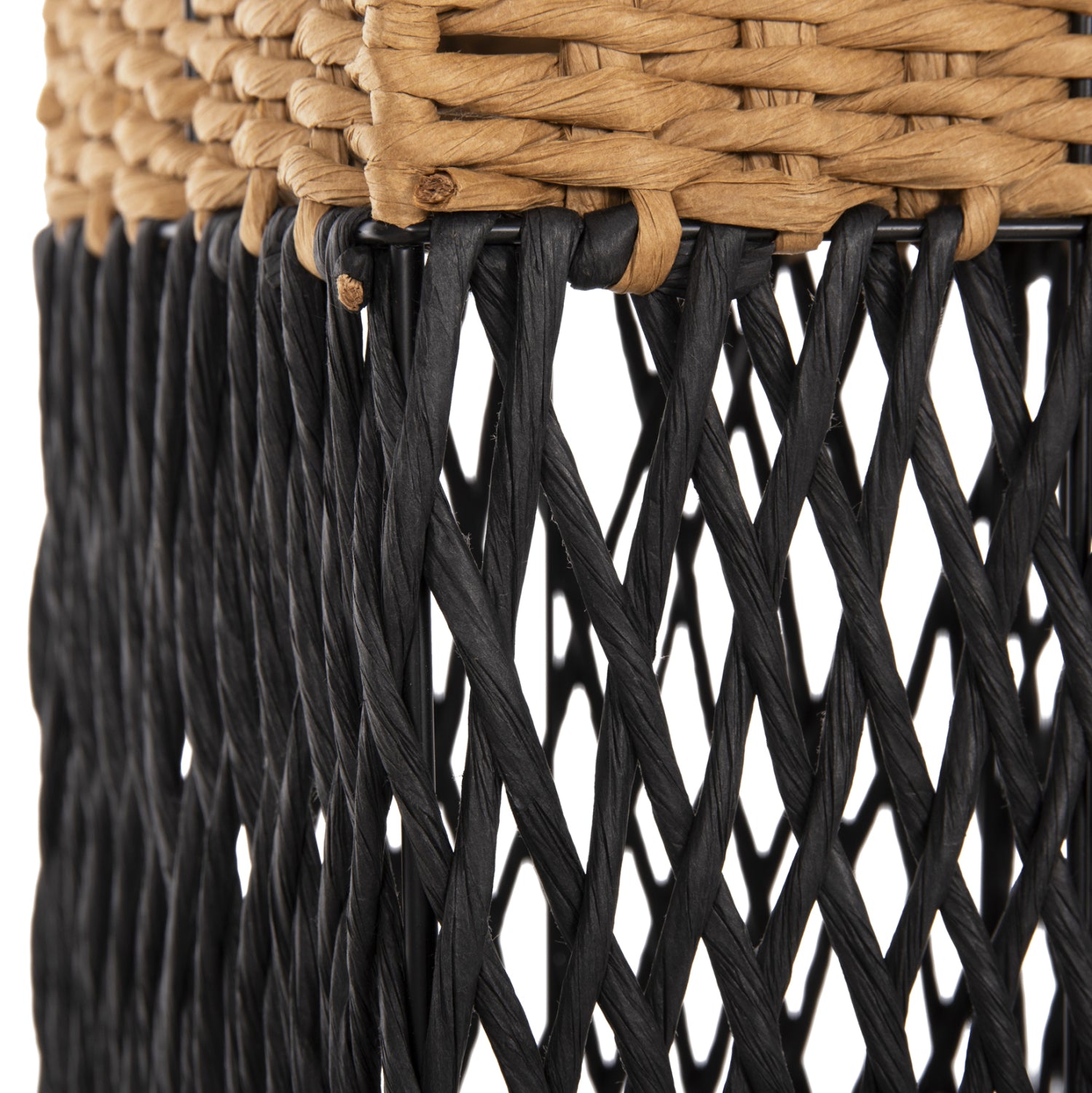 ΦΩΤΙΣΤΙΚΟ ΔΑΠΕΔΟΥ HM4355 ΜΕΤΑΛΛΟ-PAPER ROPE ΣΕ ΜΠΕΖ ΑΜΜΟΥ-ΜΑΥΡΟ 21x21x119,5Υεκ.