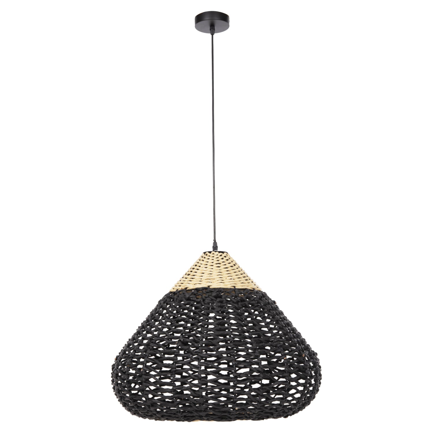 ΦΩΤΙΣΤΙΚΟ ΟΡΟΦΗΣ ΚΡΕΜΑΣΤΟ HM4346 ΑΠΟ PAPER ROPE ΜΠΕΖ ΚΑΙ ΜΑΥΡΟ Φ55,5x44Υεκ.