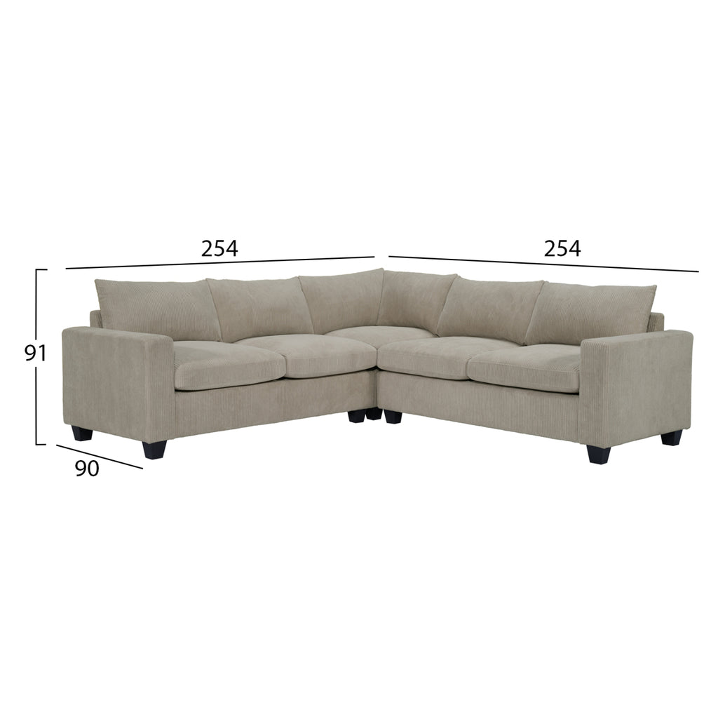 ΓΩΝΙΑΚΟΣ ΚΑΝΑΠΕΣ CALDER HM3286.03 ΜΠΕΖ ΥΦΑΣΜΑ 254x254x91Υεκ.