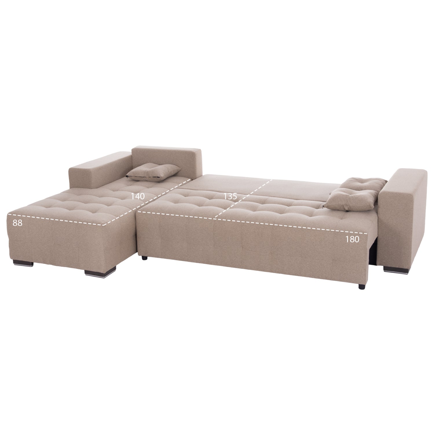 ΓΩΝΙΑΚΟΣ ΚΑΝΑΠΕΣ-ΚΡΕΒΑΤΙ ΜΕ ΑΠΟΘ.ΧΩΡΟ TRENDSTON HM3302.03L ΜΠΕΖ ΥΦΑΣΜΑ 298x177x95Υεκ