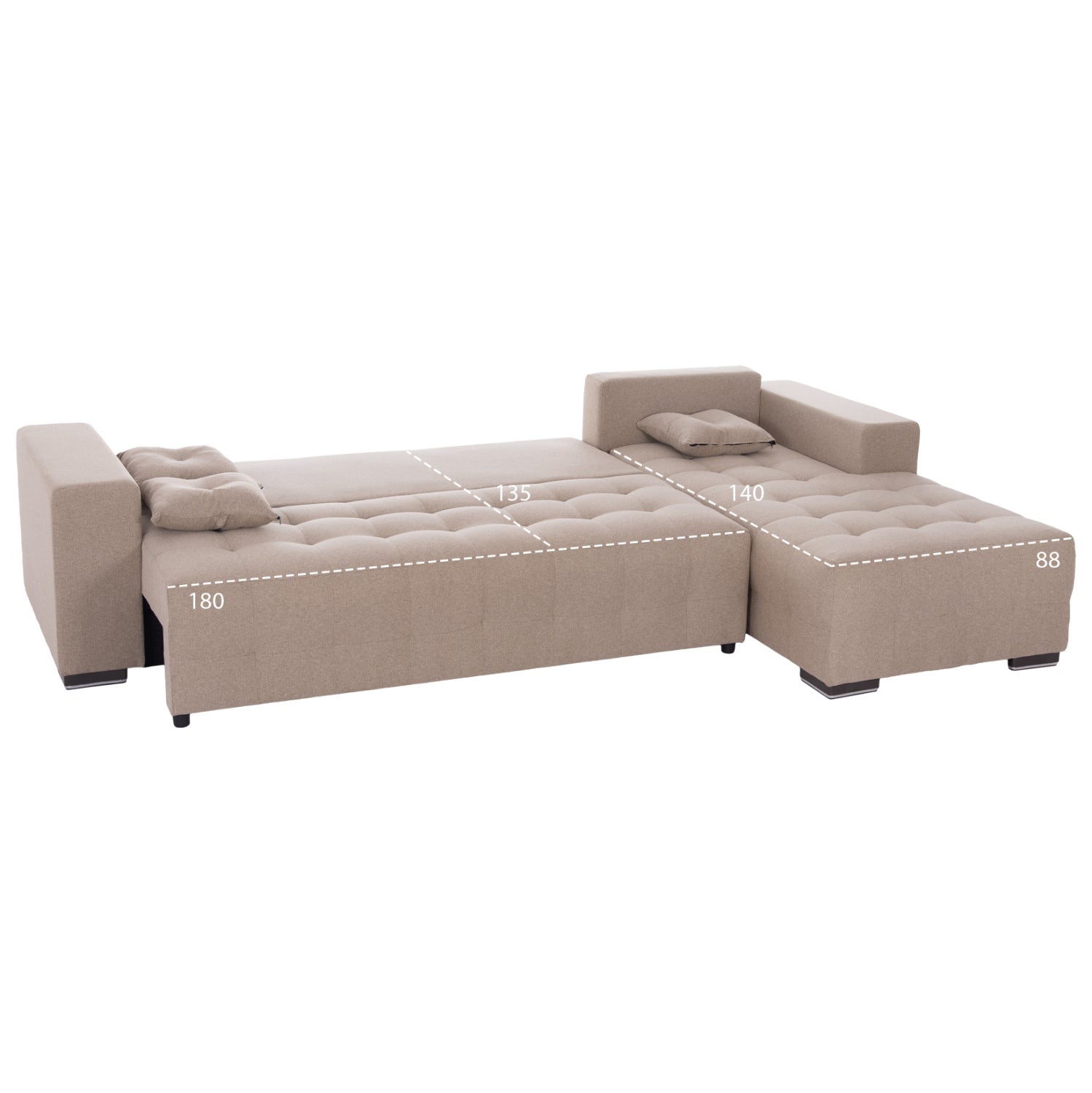 ΓΩΝΙΑΚΟΣ ΚΑΝΑΠΕΣ-ΚΡΕΒΑΤΙ ΜΕ ΑΠΟΘ.ΧΩΡΟ TRENDSTON HM3302.03R ΜΠΕΖ ΥΦΑΣΜΑ 298x177x95Υεκ