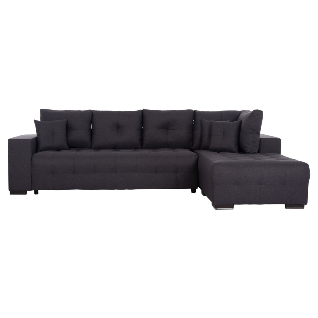 ΓΩΝΙΑΚΟΣ ΚΑΝΑΠΕΣ-ΚΡΕΒΑΤΙ ΜΕ ΑΠΟΘ.ΧΩΡΟ TRENDSTON HM3302.01R ΓΚΡΙ ΥΦΑΣΜΑ 298x177x95Υεκ