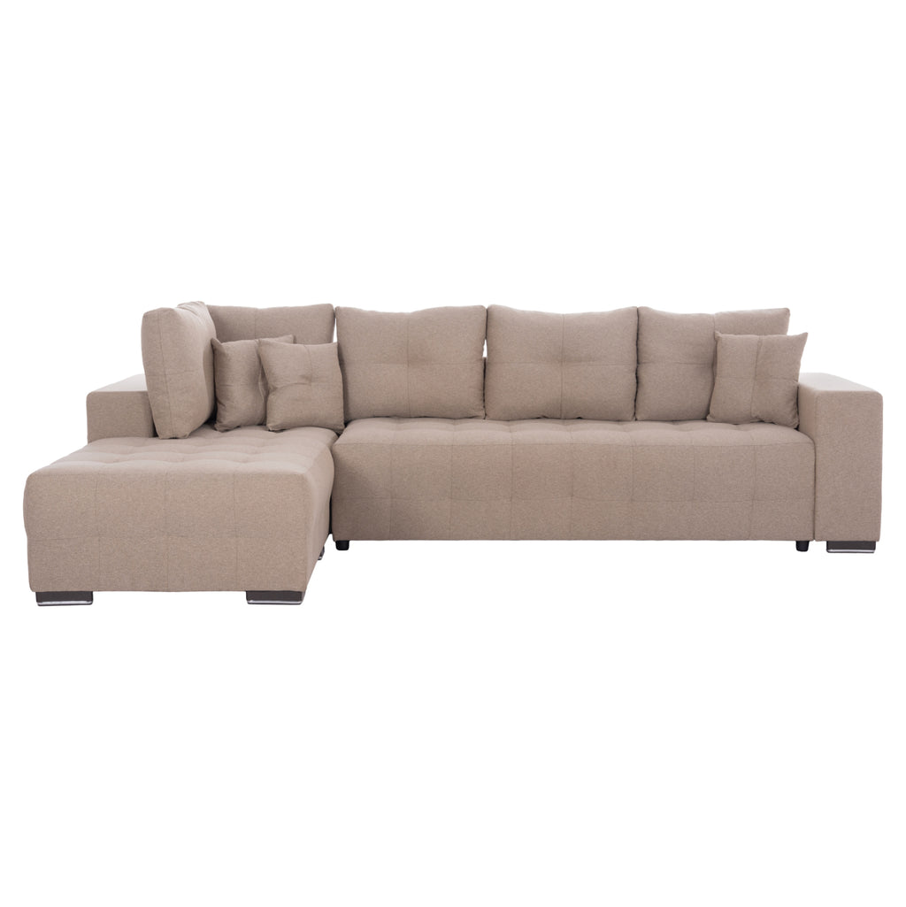 ΓΩΝΙΑΚΟΣ ΚΑΝΑΠΕΣ-ΚΡΕΒΑΤΙ ΜΕ ΑΠΟΘ.ΧΩΡΟ TRENDSTON HM3302.03L ΜΠΕΖ ΥΦΑΣΜΑ 298x177x95Υεκ