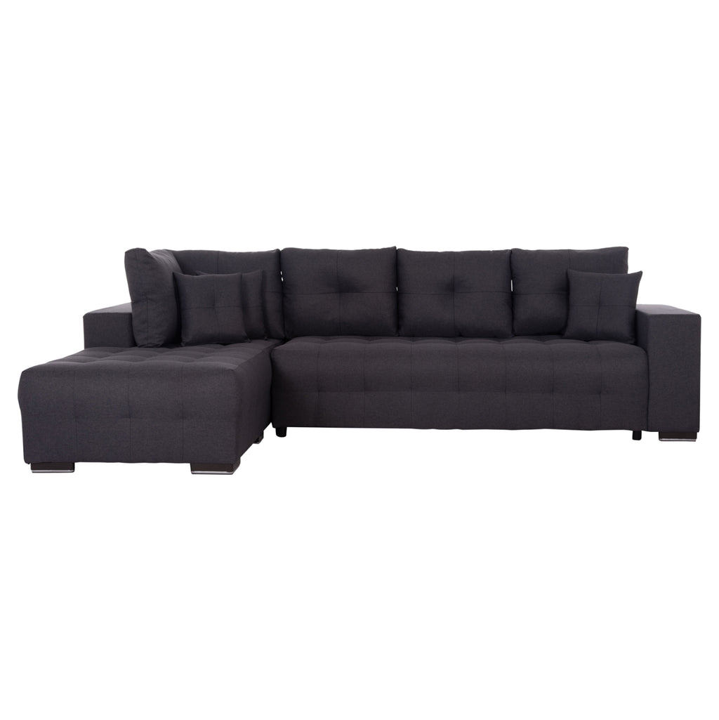 ΓΩΝΙΑΚΟΣ ΚΑΝΑΠΕΣ-ΚΡΕΒΑΤΙ ΜΕ ΑΠΟΘ.ΧΩΡΟ TRENDSTON HM3302.01L ΓΚΡΙ ΥΦΑΣΜΑ 298x177x95Υεκ
